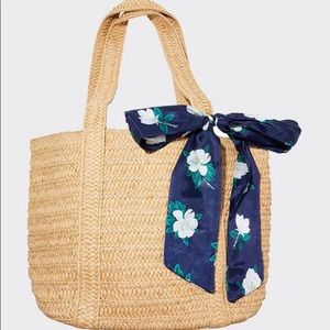 NWT Draper James Straw Tan Tote purse with scarf